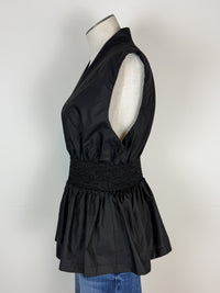 Kora Zip Up Sleeveless Blouse in Black