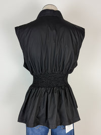 Kora Zip Up Sleeveless Blouse in Black