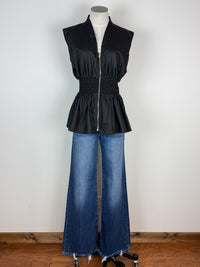 Kora Zip Up Sleeveless Blouse in Black