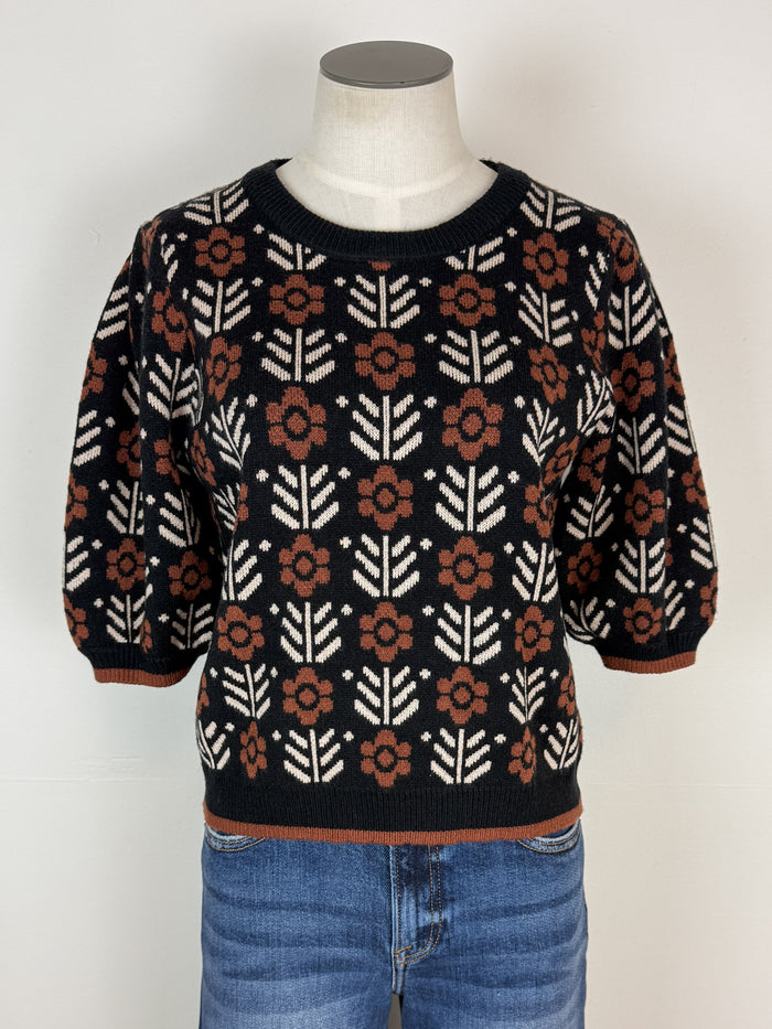 Alexis Short Sleeve Sweater in Black