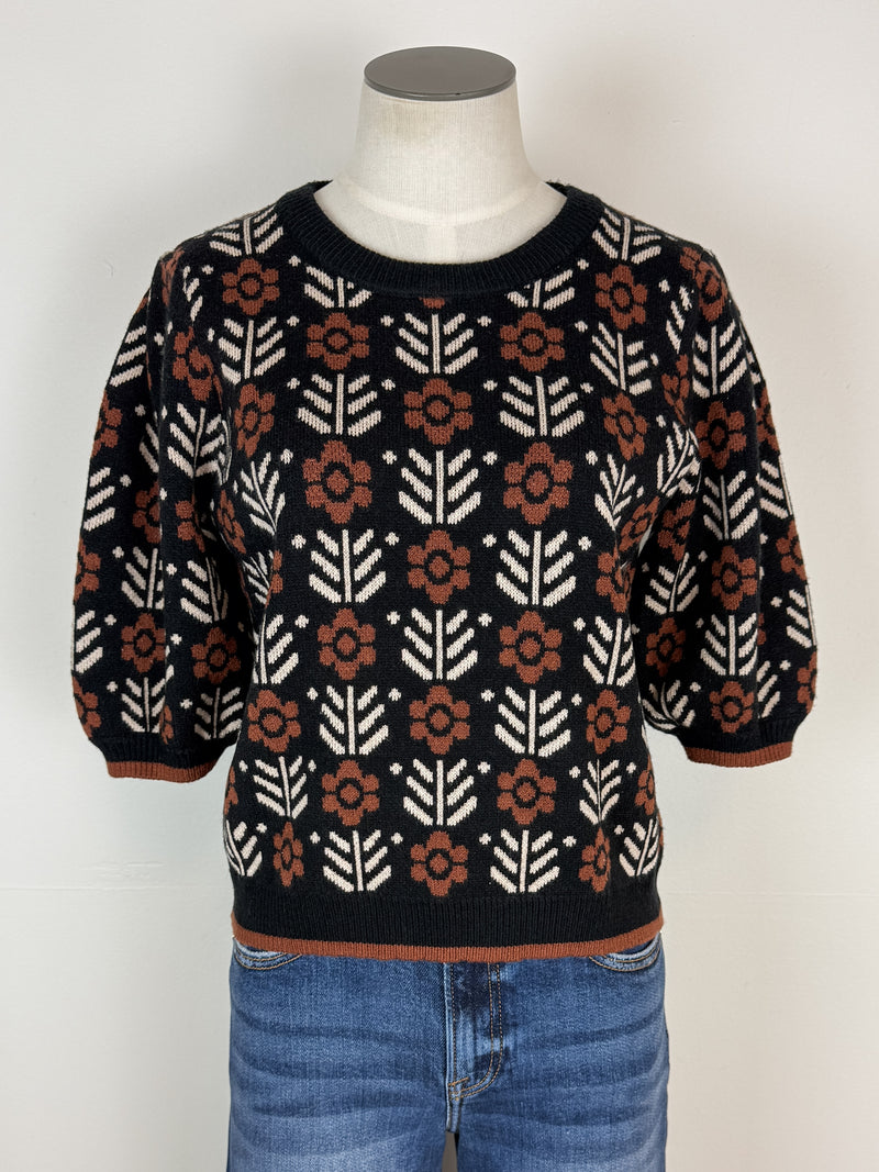 Alexis Short Sleeve Sweater in Black