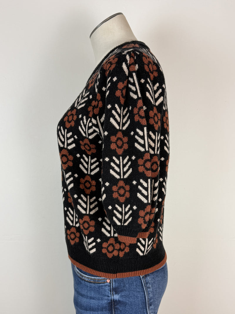Alexis Short Sleeve Sweater in Black