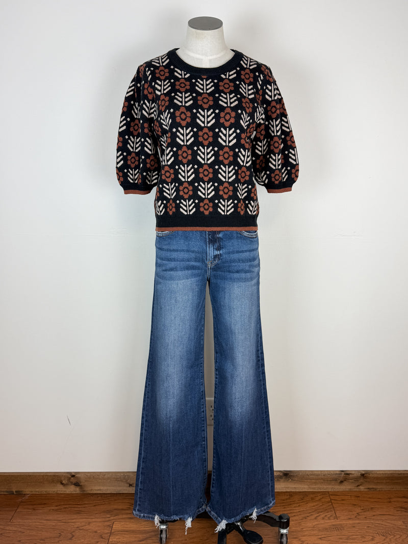 Alexis Short Sleeve Sweater in Black
