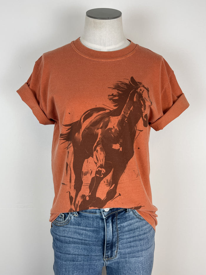 Wild Bronco Tee in Rust