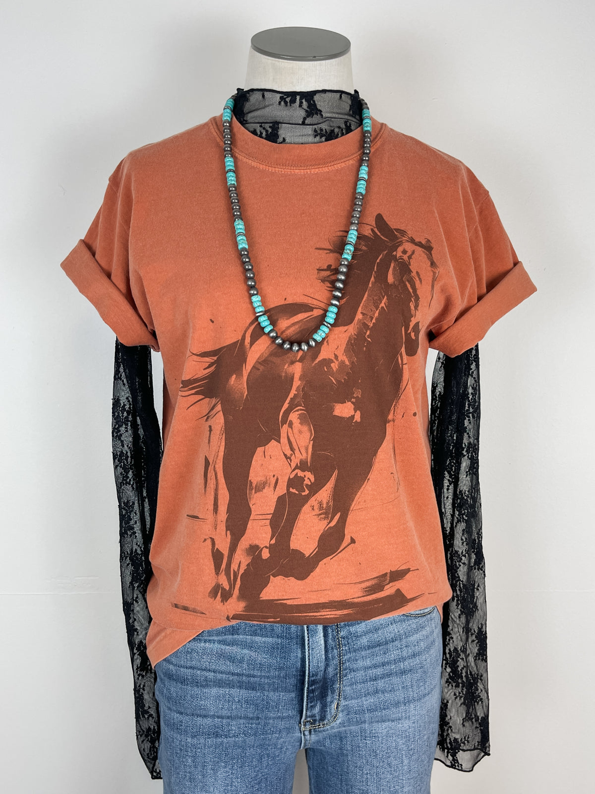 Wild Bronco Tee in Rust