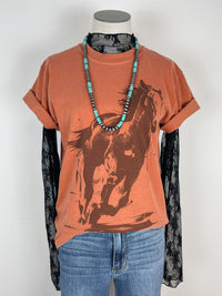 Wild Bronco Tee in Rust