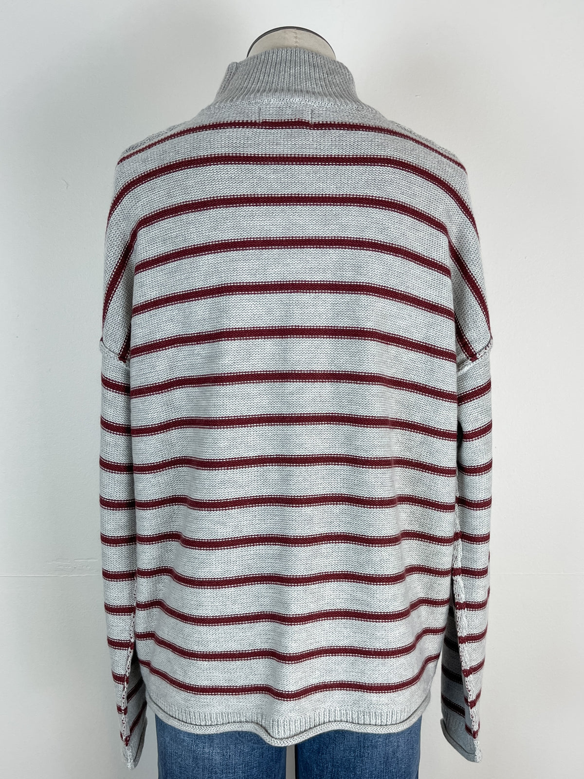 Bridget Mock Neck Sweater in H.Grey/ Burgundy