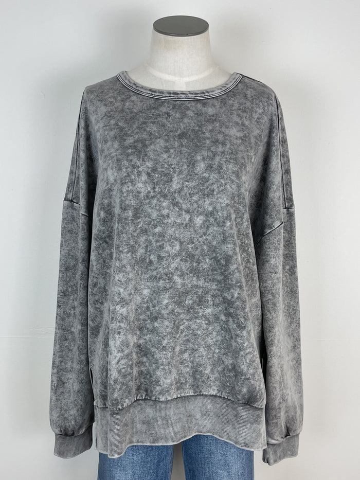 Camila Washed Pullover in Grey