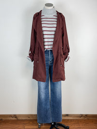 Bridget Mock Neck Sweater in H.Grey/ Burgundy