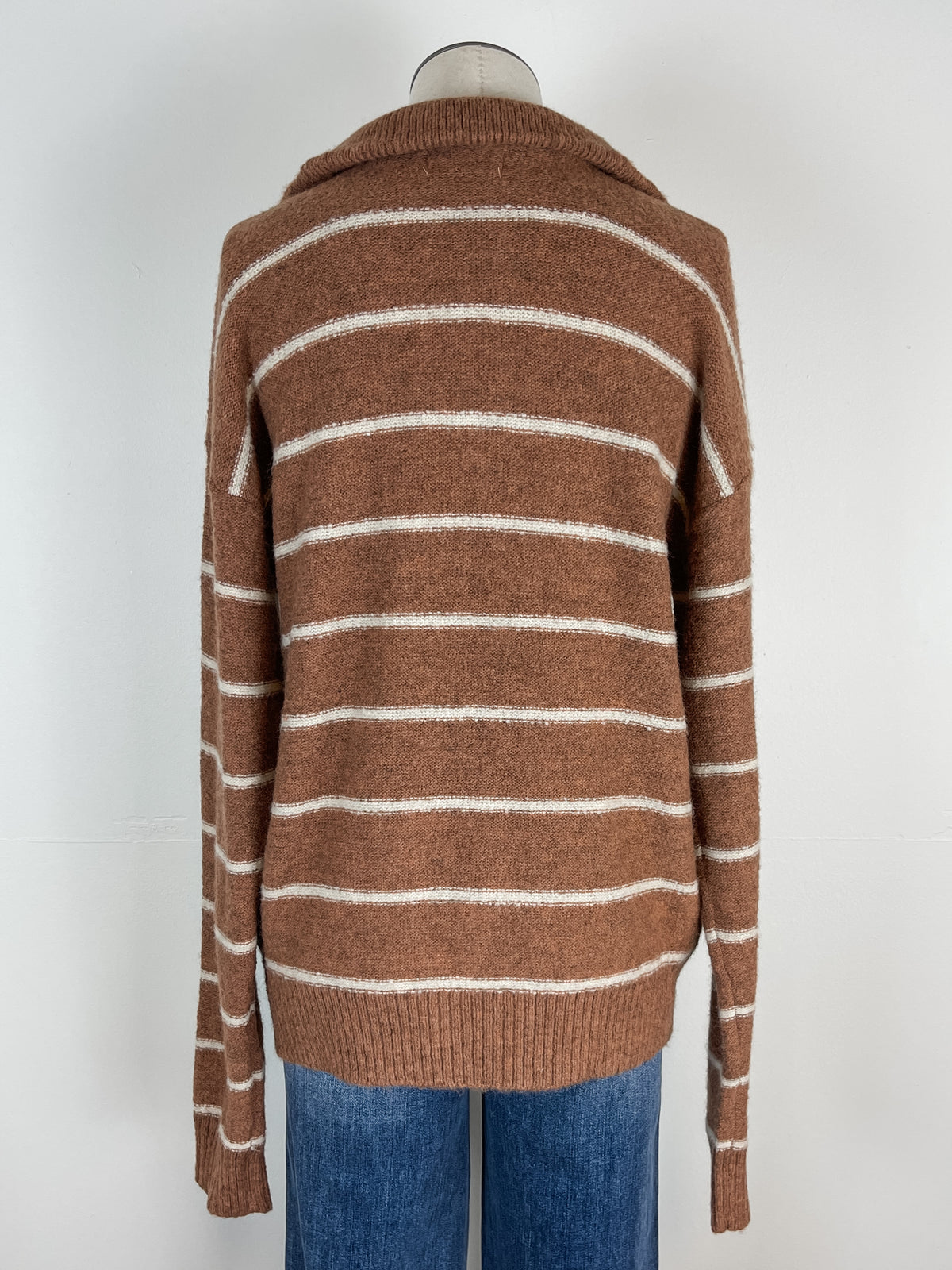 Kassidy Henley Striped Sweater in Pecan