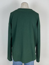 Daphne Ribbed Henley in Hunter Green