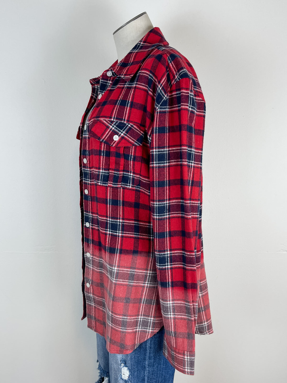 Brianna Bleached Plaid in Red/White/Navy