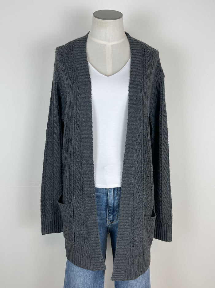 Harper Textured Cardigan in Charcoal