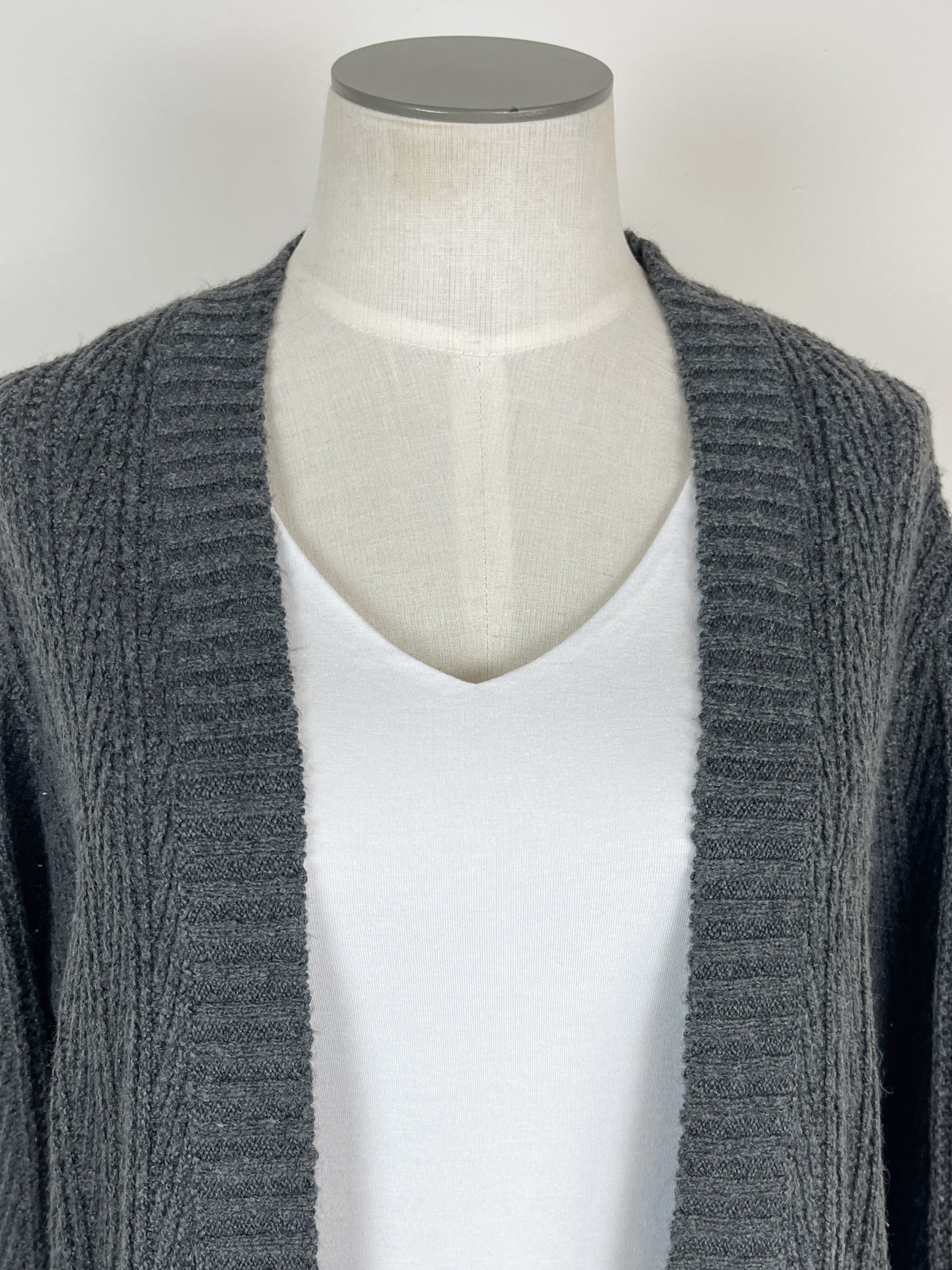 Harper Textured Cardigan in Charcoal