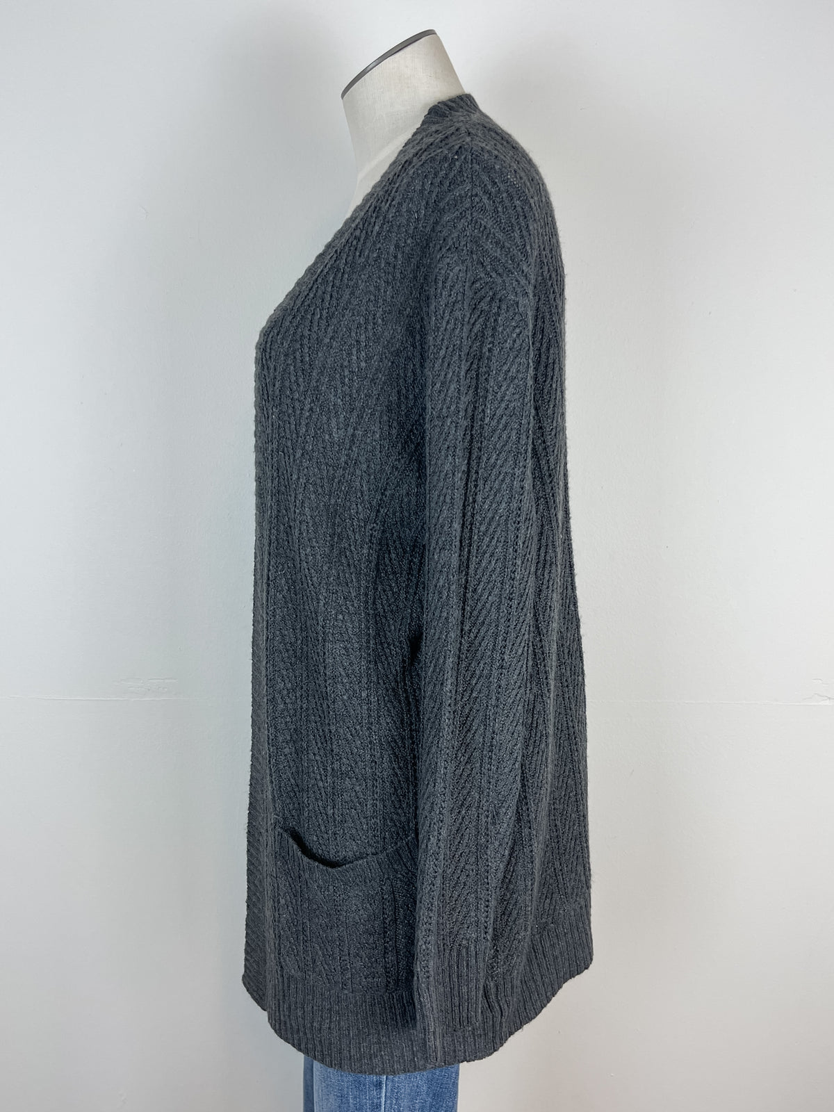 Harper Textured Cardigan in Charcoal