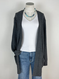 Harper Textured Cardigan in Charcoal