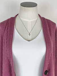 Isabella Button Down Ribbed Cardigan in Mauve