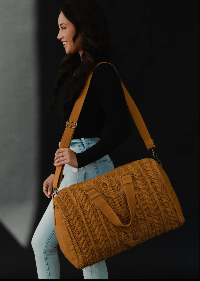 Cable Knit Duffel in Mustard