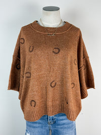 Jessie Horse Shoe Embroidered Top in Cinnaman