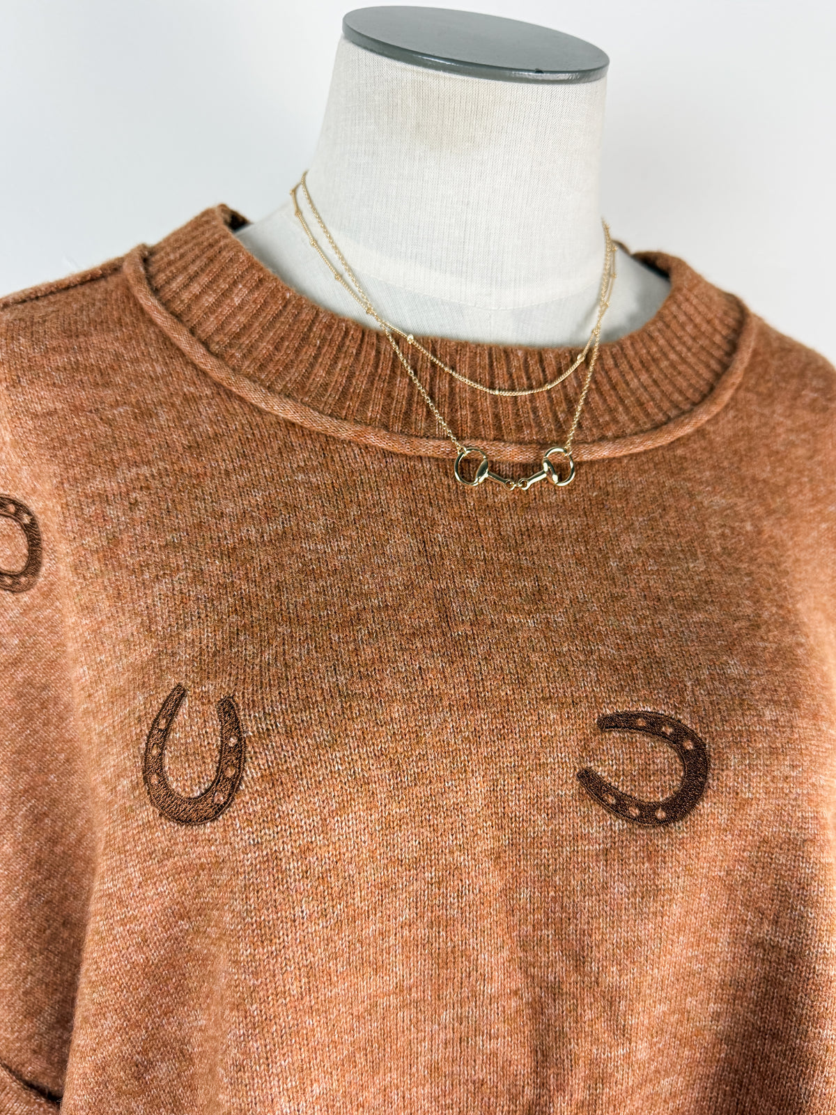 Jessie Horse Shoe Embroidered Top in Cinnaman