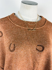 Jessie Horse Shoe Embroidered Top in Cinnaman