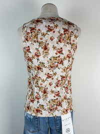 Harlow Button Up Flower Vest in Tan Multi