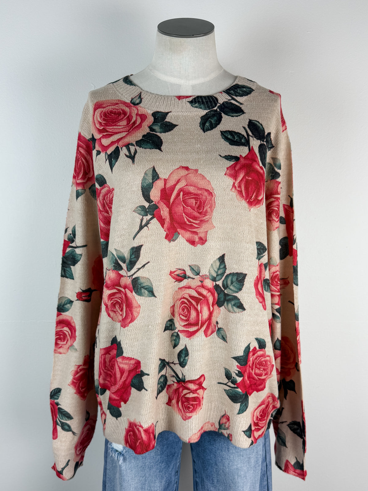 Cassie Rose Sweater in Oatmeal