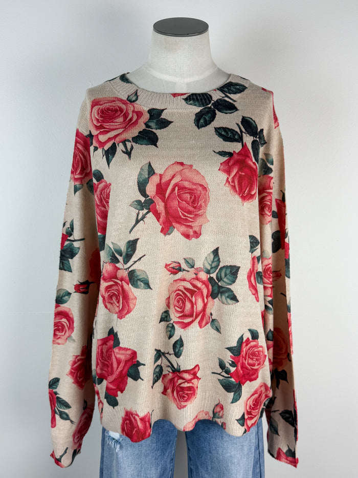 Cassie Rose Sweater in Oatmeal