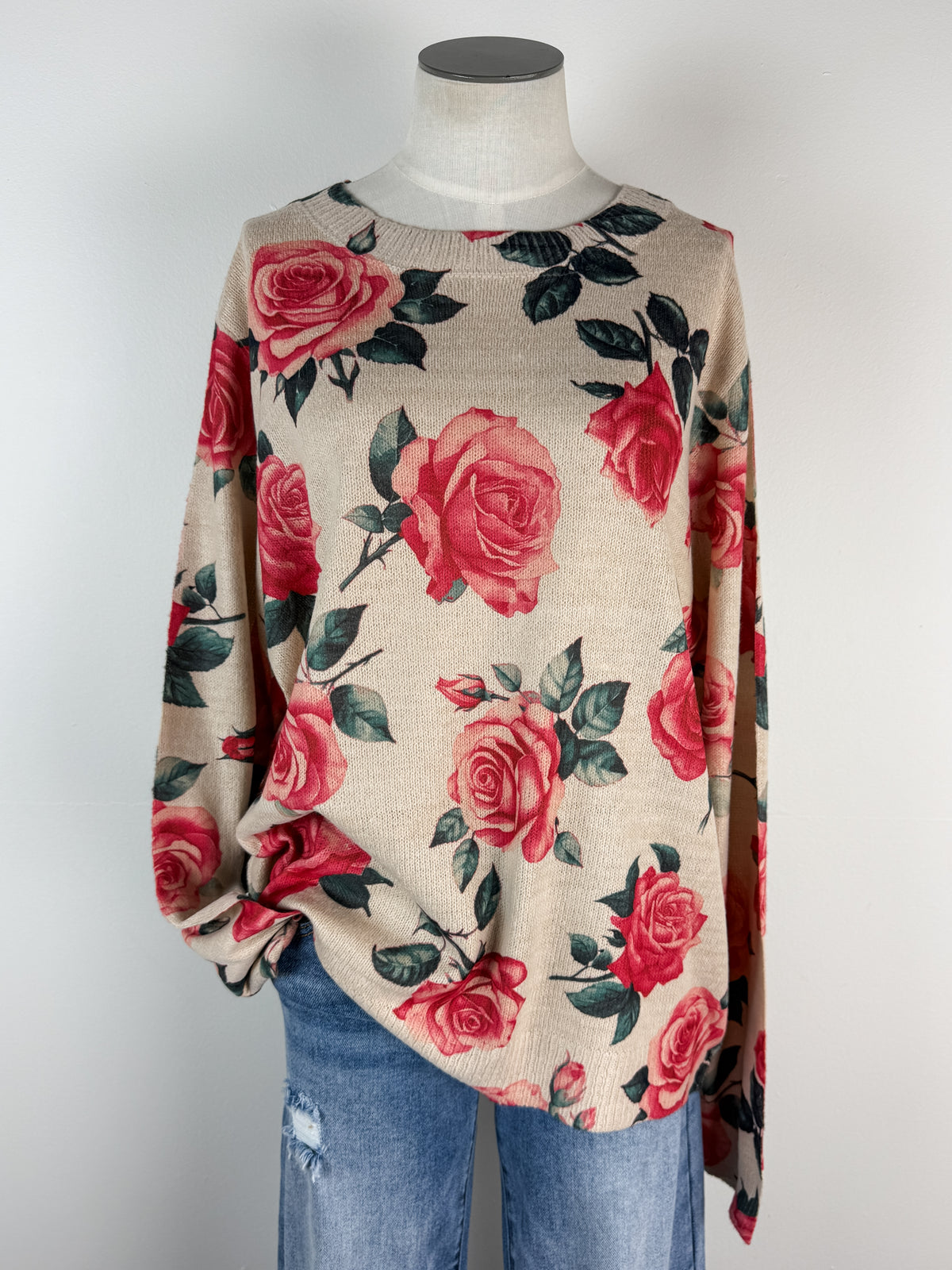 Cassie Rose Sweater in Oatmeal