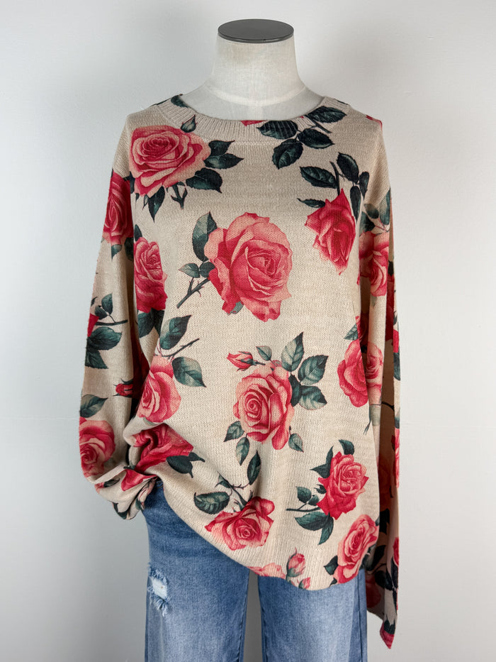 Cassie Rose Sweater in Oatmeal