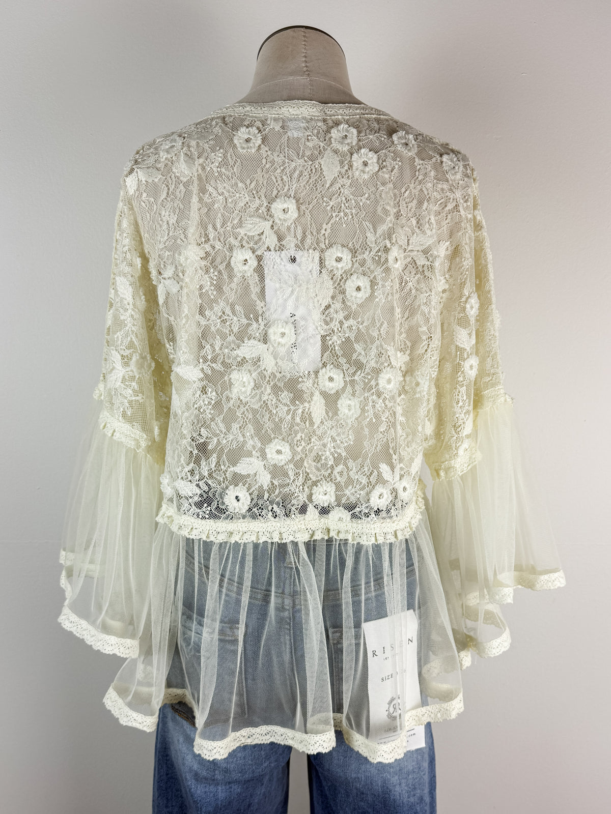 Nyla Lace Flowy Blouse in Ecru