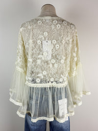 Nyla Lace Flowy Blouse in Ecru