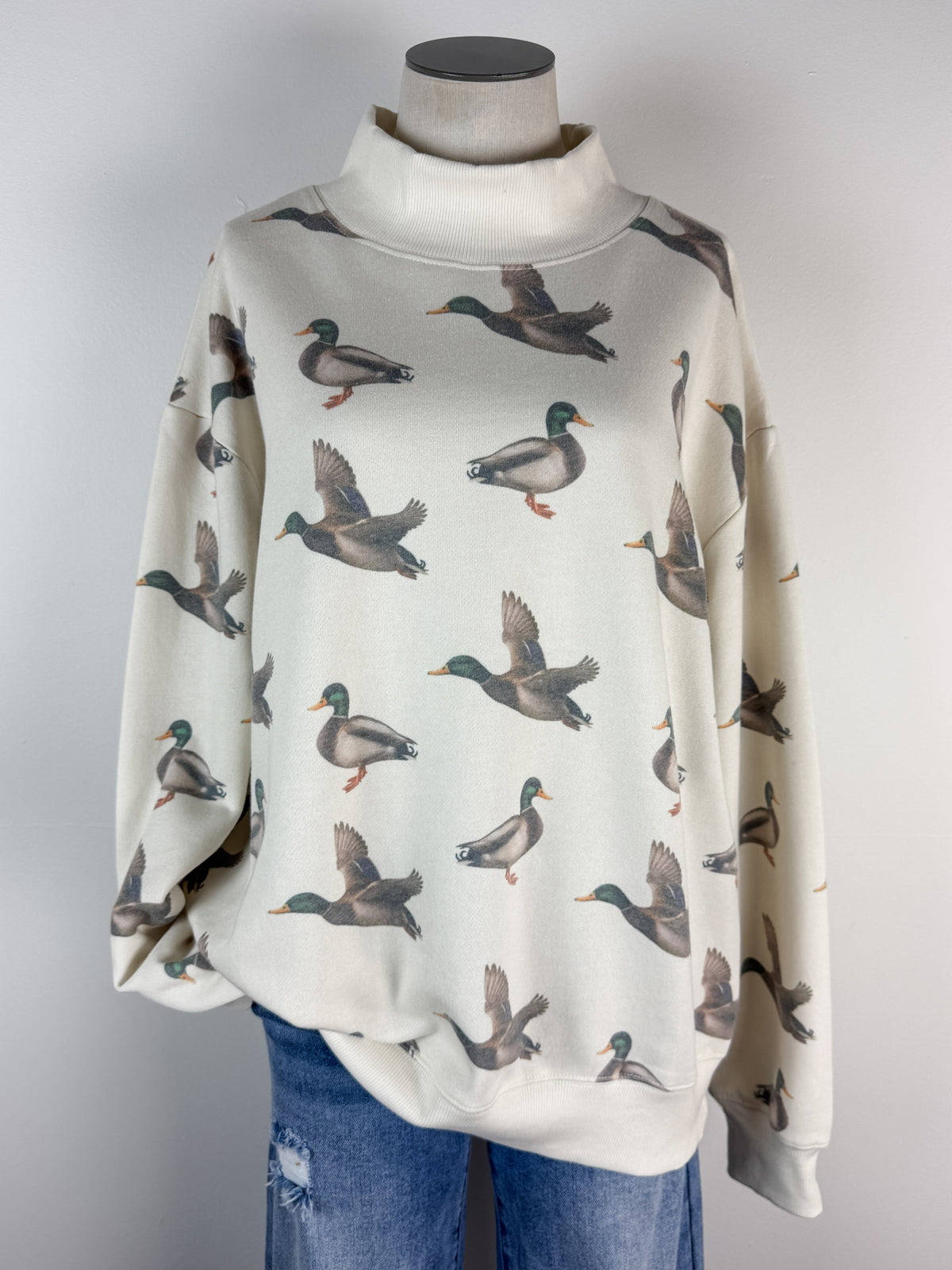 Elizabeth Mockneck Duck Sweatshirt in Natural