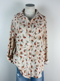 Eva Floral Corduroy Button Up in Cream/Rust