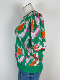 Elise Abstract Print Top in Green