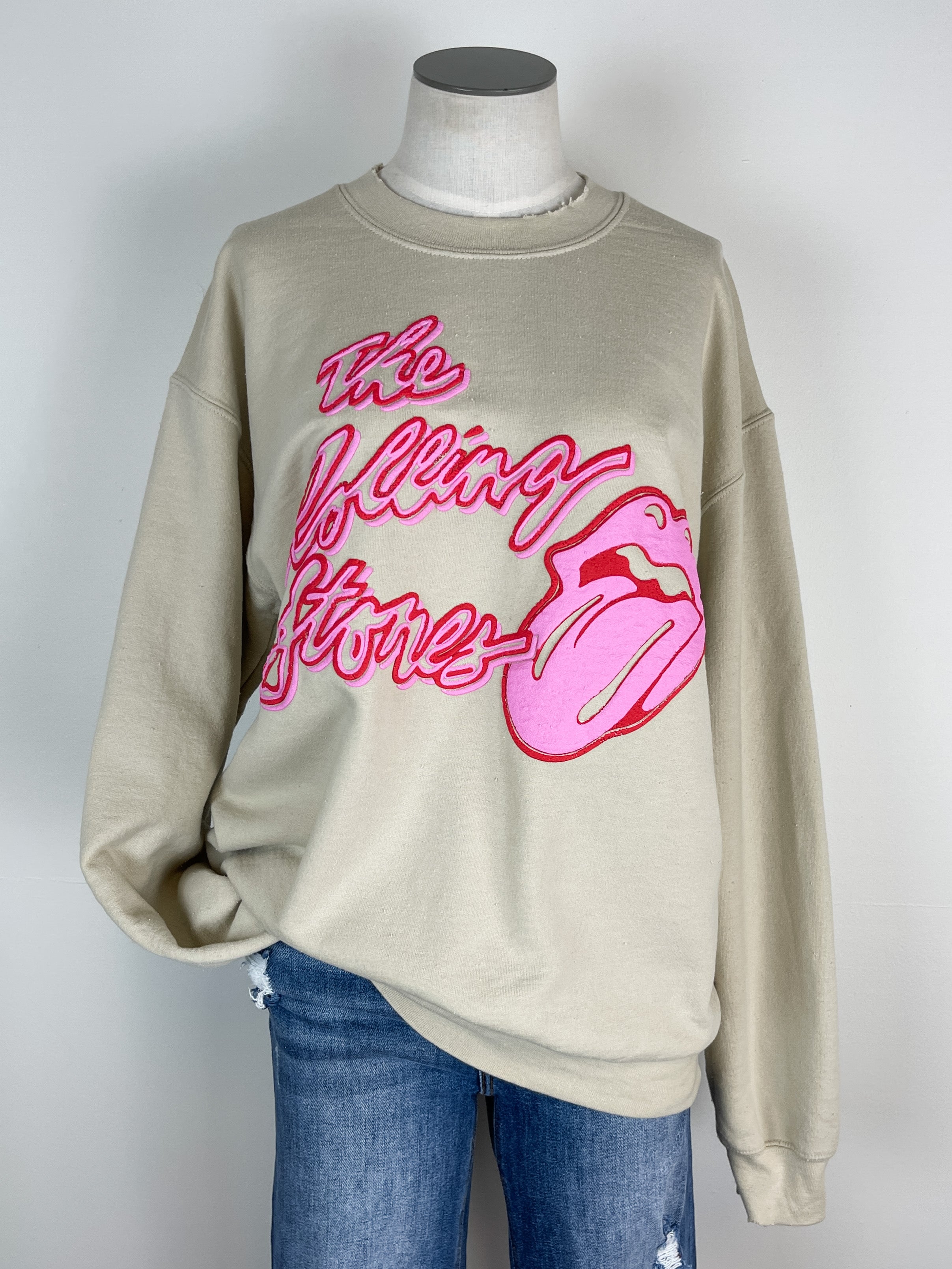 Rolling Stones Malibu Puff Ink Crew Neck in Sand Hissy Fit Boutique