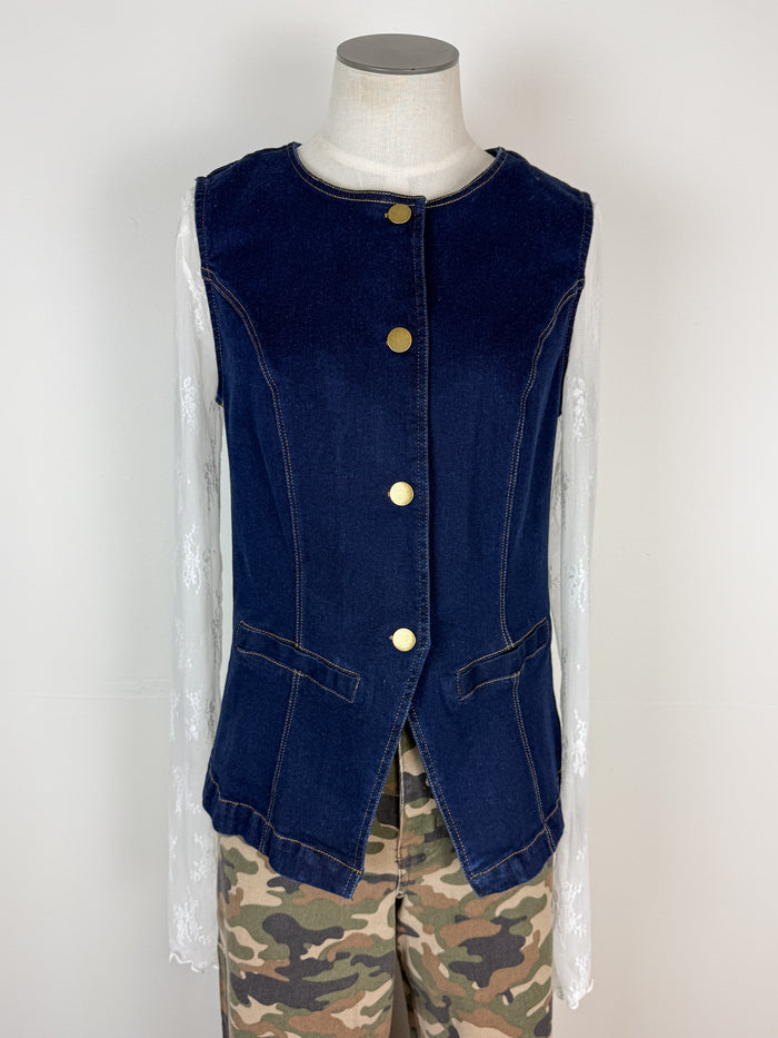 Faith Denim Vest in Dark