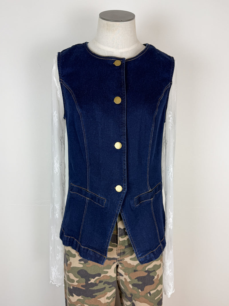Faith Denim Vest in Dark