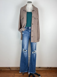 Eve Long Sleeve Bodysuit in Green Jasper