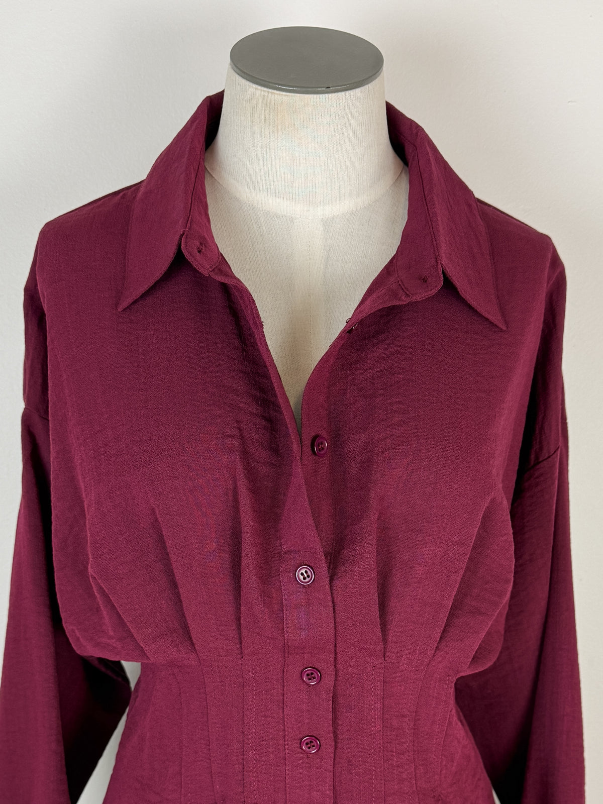 Lennon Pleated Blouse in Burgundy