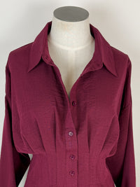 Lennon Pleated Blouse in Burgundy