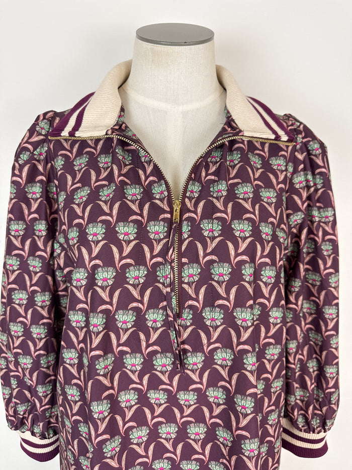 Kiara 1/4 Zip Collared Blouse in Merlot