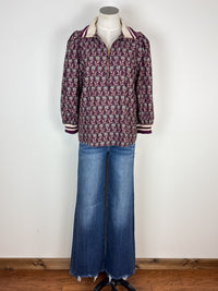 Kiara 1/4 Zip Collared Blouse in Merlot