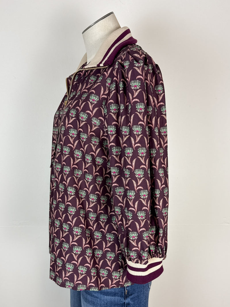Kiara 1/4 Zip Collared Blouse in Merlot