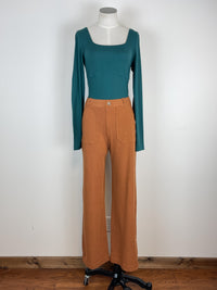 Jules Twill Wide Leg Pant in Chestnut