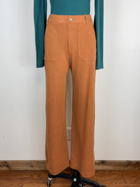 Jules Twill Wide Leg Pant in Chestnut