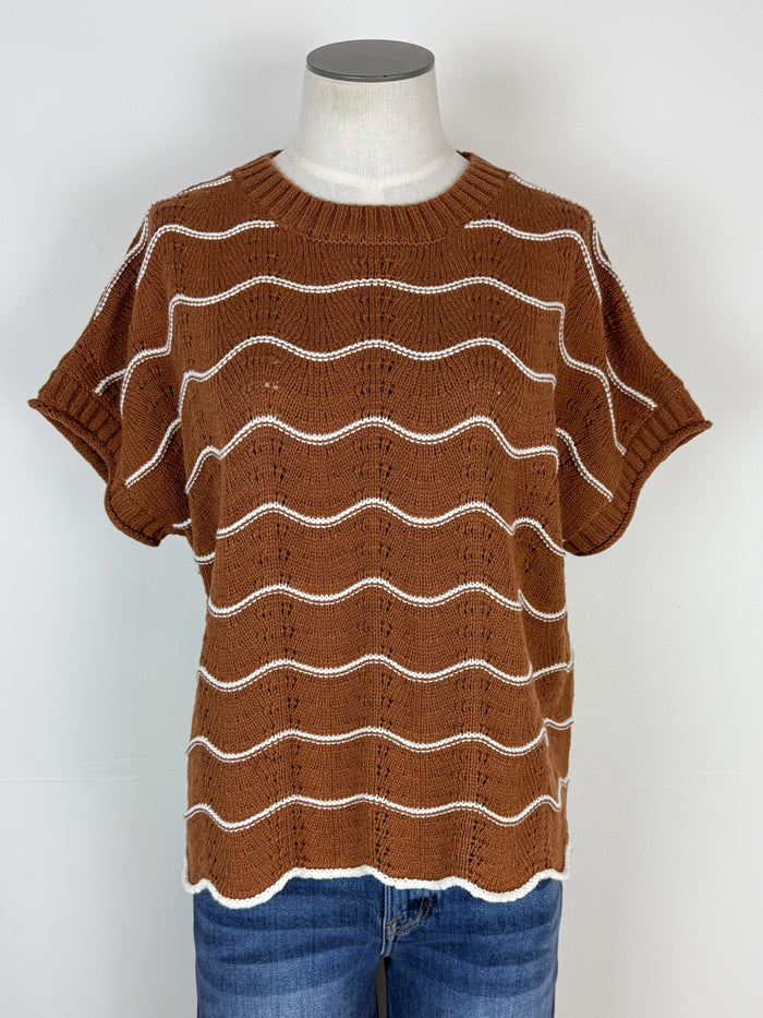 Gracie Short Sleeve Sweater in Caramel