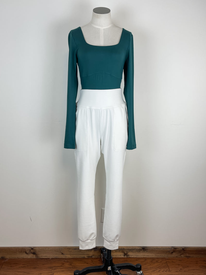 Eve Long Sleeve Bodysuit in Green Jasper
