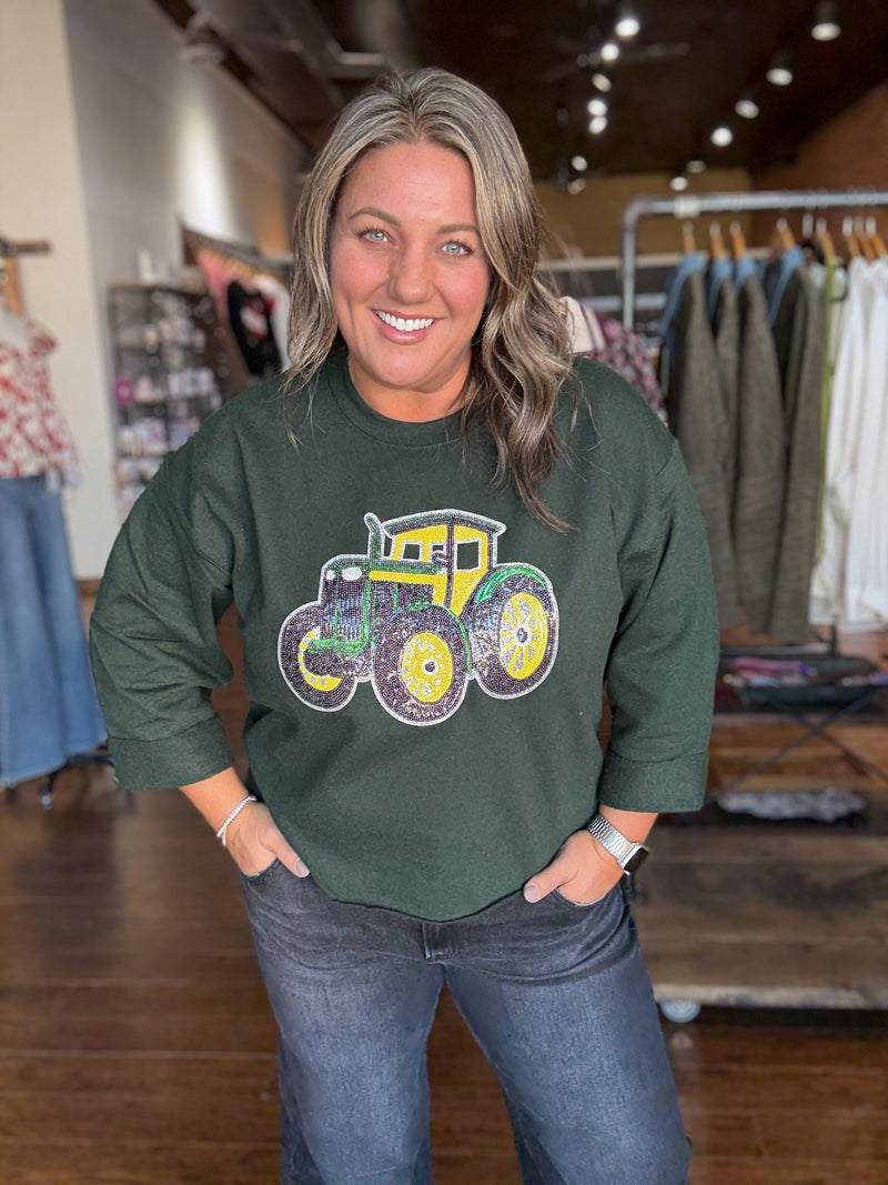 Tractor Cut Sweatshirt in Forrest