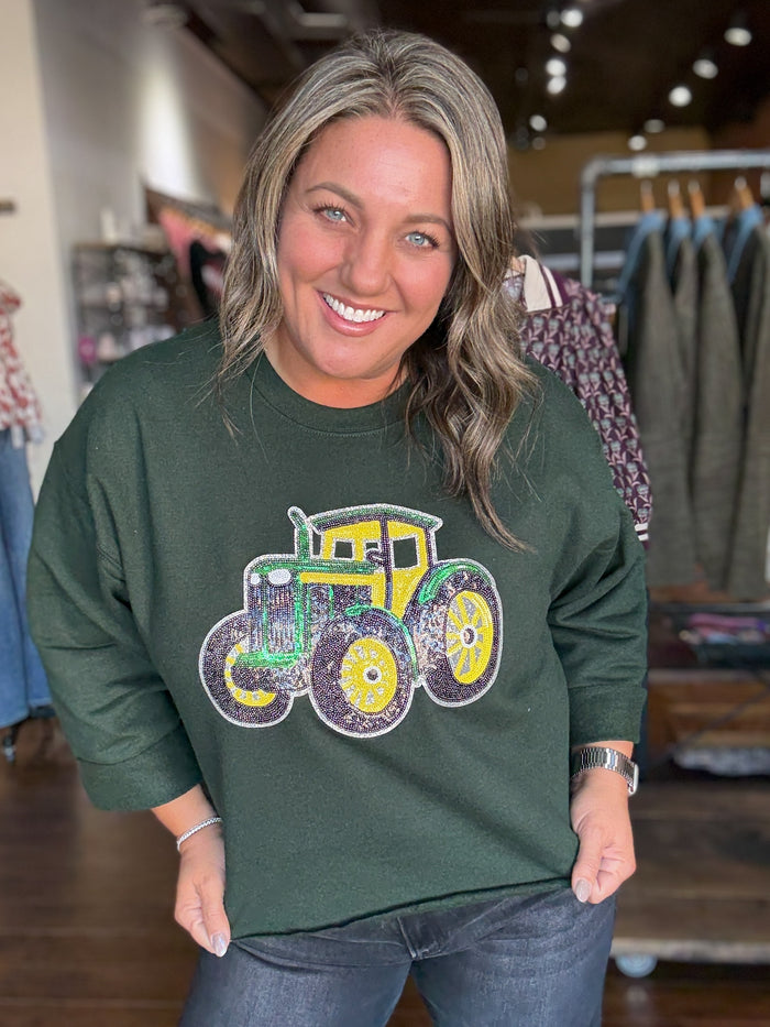 Tractor Cut Sweatshirt in Forrest
